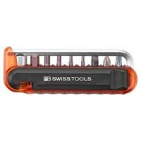 BikeTool: set met houder met 8 PrecisionBits C6, binnenzeskant sleutel 5mm, adapter en 2 bandenlichters