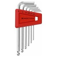 Hex keys with ball point for hexagon socket screws, set in a practical holder