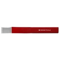 Slot chisel with additional lateral cutting edge, red powder coated