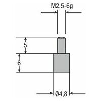 Measuring insert M2.5mm, ø 4,8mm, length 6mm