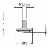 Plaquita de medición M2.5mm, ø 10,0mm, convexa