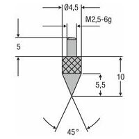Inserție de măsurare M2, vârf de 5 mm, 45