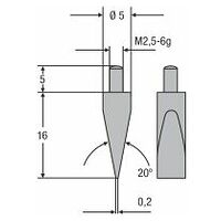 HM-Messeinsatz M2,5mm 20° Keilform, Fläche 0,2 mm