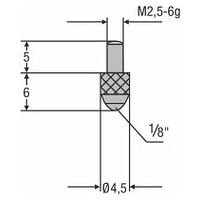 Rubin-Messeinsatz M2,5mm Kugeleinsatz 1/8″, Länge 6 mm
