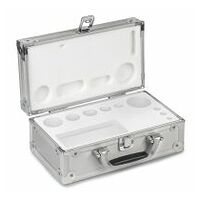 Aluminium weight case 314-020-600, for nominal values 1 g - 50 g, for classes E1 - M2, for design Button/compact