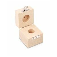 Wood weight case 317-070-100, for nominal values 100 g, for classes E1+E2+F1, for design Button/compact