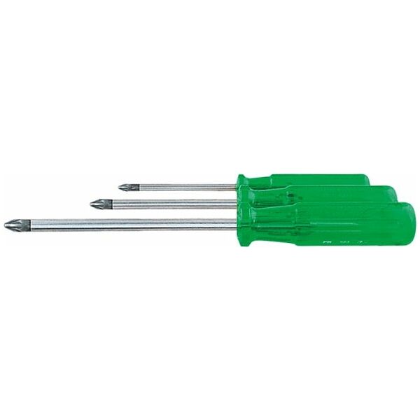 Screwdriver set for Pozidriv, with plastic handle  3
