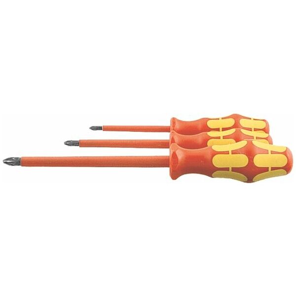Electrician’s screwdriver set for Pozidriv, with Kraftform handle fully insulated 3