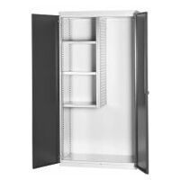 Base cabinet with divider with plain sheet metal swing doors