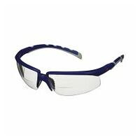 3M™ Solus™ 2000 sikkerhedsbriller, blå/grå bøjler, antidug/antiridse-belægning, klare linser med integreret +1,5 læseafstand, S2015AF-BLU