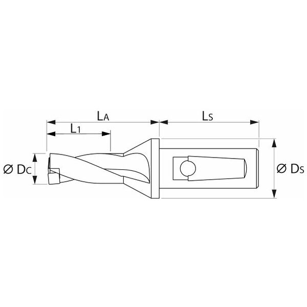KOMET KUB Quatron® indexable drill Combination shank 2×D
