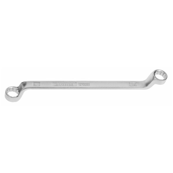 Double-ended ring spanner, deeply cranked  17X19 mm
