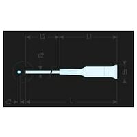 MICRO-TECH® Handsleutel met verwisselbaar mes , extra lang , aandrijfsleuf 2 mm