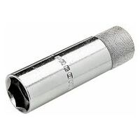 Speciale dopsleutel voor bougies , aandrijving vierkantaandrijving 10 mm (3/8″) , extra lang , uitgang zeskantprofiel , SW 16 mm