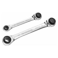 4-in-1 double box-end ratchet wrench set, 2 pieces (8 to 19 mm)