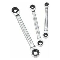 Double box-end TORX® ratchet wrench set, 3 pieces (E6 to E18)