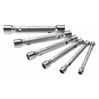 Double-socket wrench set, 6 pieces (8 to 19 mm)