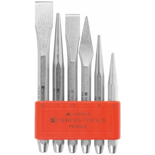 Chisel and taper pin punch set in a plastic holder special quality 6