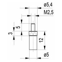 Inserto de medición 573/29-L12 - M 2,5 mm / 12 mm / 5 mm