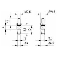Inserto de medición 573/24 HE - M 2.5mm / 6mm / 2mm