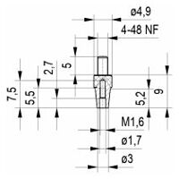 Adaptador de inserto de medición (pulgadas) M 1.6 / NF 4-48 - 2.5mm / 9mm / 5mm