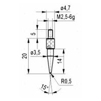 Inserto de medición 573/15-L20 - M 2.5mm / 20mm / 4.7mm