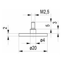 Inserto de medición 573/41 Ø 20 L 2,0 - M 2,5mm / 2mm / 20mm