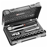 1/2 in. Socket Set, 15 Pieces, MBOX, Pear-Head Ratchet