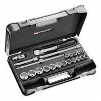 1/2 in. Socket Set, 22 Pieces, MBOX, Pear-Head Ratchet