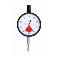 Reloj comparador, tapa con ojal, versión ISO de una vuelta, cojinete de bolas, protegido contra golpes, 0,08 mm, 0,001 mm