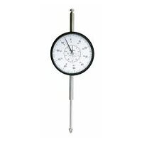 Reloj comparador, tapa con ojal, versión ISO con cojinete de bolas, protegido contra golpes, 50 mm, 0,01 mm