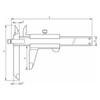 Calibro a corsoio con braccio di misura regolabile, 0-150 mm, 0,05 mm, metrico