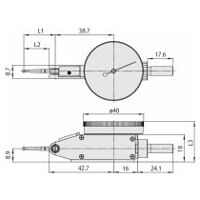 Fühlhebel, horizontale Ausführung, 0,008″, 0,0005″, 9,52 mm Schaft