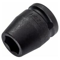 Impact socket ∙ hexagon 15 mm Outside hexagon traction profile Square, hollow 12.5 mm (1/2 inch)