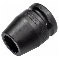 Impact socket ∙ 12-point 15 mm Outside 12-point traction profile Square, hollow 12.5 mm (1/2 inch)
