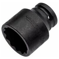 Impact socket ∙ 12-point 30 mm Outside 12-point traction profile Square, hollow 12.5 mm (1/2 inch)