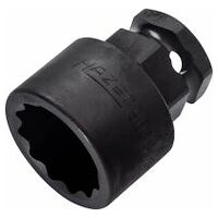 Impact socket ∙ 12-point 24 mm Outside 12-point traction profile Square, hollow 12.5 mm (1/2 inch), Outside hexagon 24 mm