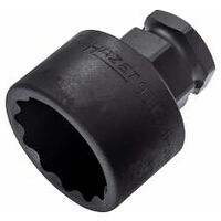Impact socket ∙ 12-point 30 mm Outside 12-point traction profile Square, hollow 12.5 mm (1/2 inch), Outside hexagon 24 mm
