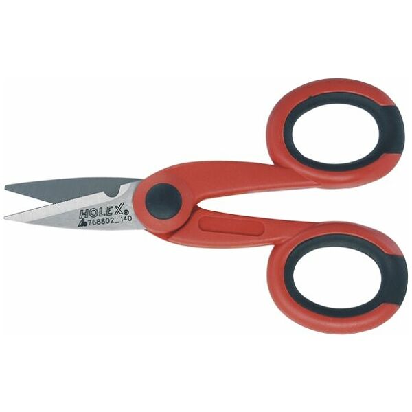 Electrician´s scissors with 2-component grip and wire cutter 140 mm HOLEX