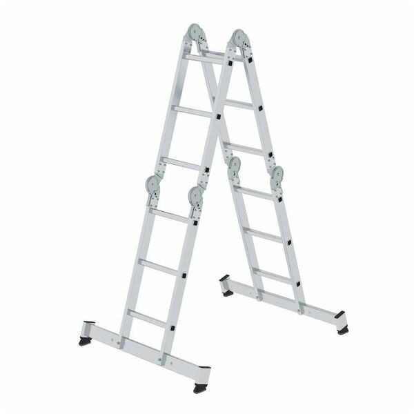 Multifunctionele ladder 4-delig met nivello®-dwarsbalk en houten vlonder 4x3 sporten