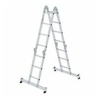 Multifunctionele ladder 4-delig met nivello®-dwarsbalk en houten dek 2x3 + 2x4 sporten