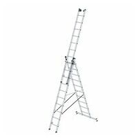 Multifunctionele ladder 3-delig met nivello®-dwarsbalk en muurwielen 3x10 sporten