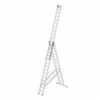 Multifunctionele ladder 3 sporten met nivello®-dwarsbalk en muurwielen 3x14 sporten