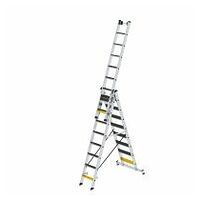Stufen-Mehrzweckleiter 3-teilig mit nivello®-Traverse und clip-step R13 3x8 Stufen