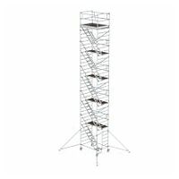 Ponteggio mobile 1,35 x 1,80 m con gradini inclinati e stabilizzatori Altezza della piattaforma 10,35 m