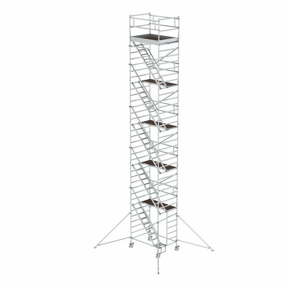 Rollgerüst 1,35 x 1,80 m mit Schrägaufstiegen& Ausleger Plattformhöhe 10,35 m