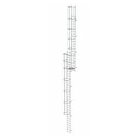Večdelna fiksna lestev z zaščito hrbta (konstrukcija) Anodiziran aluminij 15,48 m