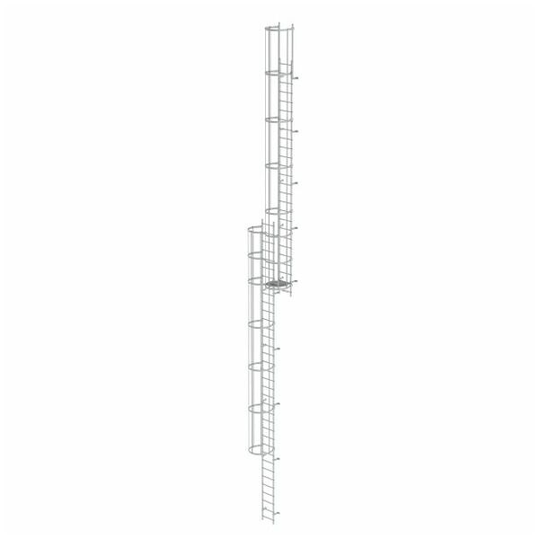 Večdelna fiksna lestev z zaščito hrbta (konstrukcija) Anodiziran aluminij 16,32 m