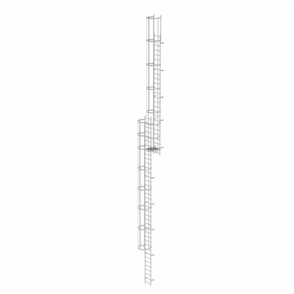 Večdelna fiksna lestev z zaščito hrbta (konstrukcija) Anodiziran aluminij 17,16 m