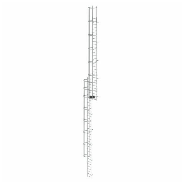 Vaste ladder met meerdere niveaus en rugbescherming (constructie) Geanodiseerd aluminium 18,28m